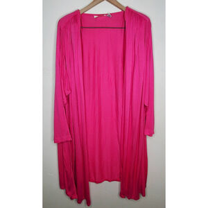 Vintage Cache Fuscia Hot Pink Open Front Drapey Kimono Shoulder Pads One Size